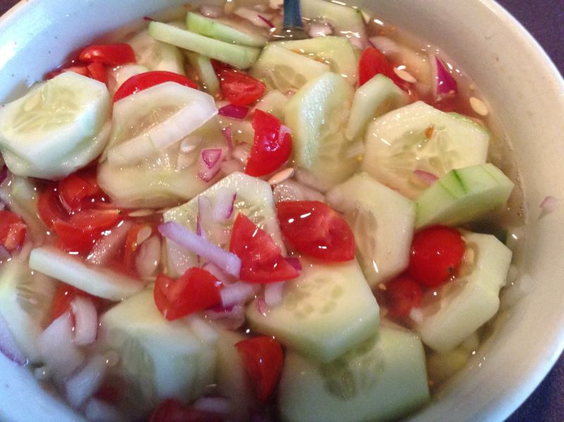 Cucumber and Onion Salad with Grape Tomatoes