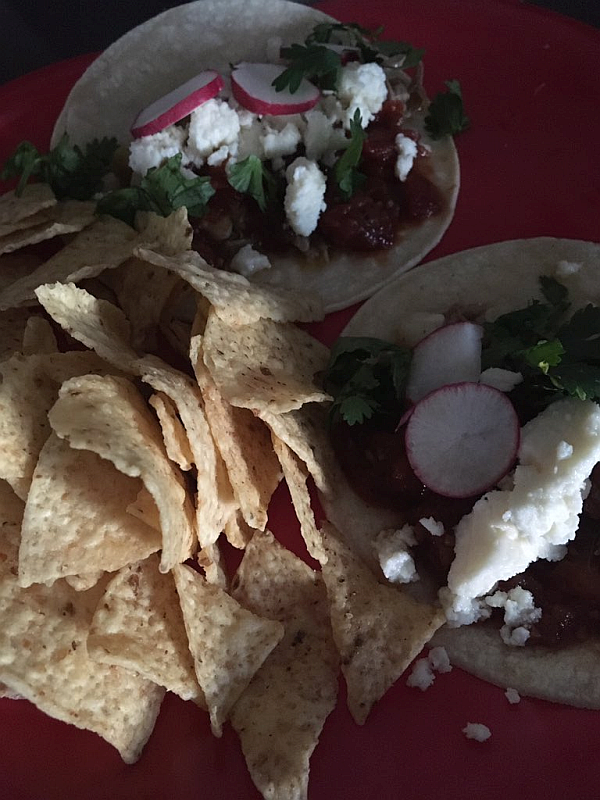 Pork Tacos with Sliced Radishes and Cilantro