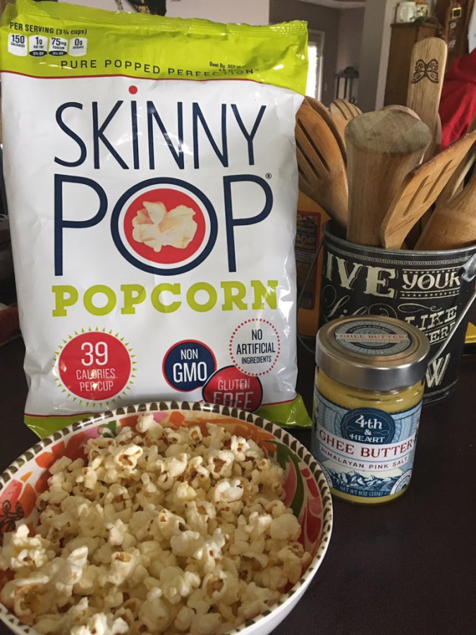 SkinnyPop Popcorn with Melted Pink Himalayan Salt Ghee