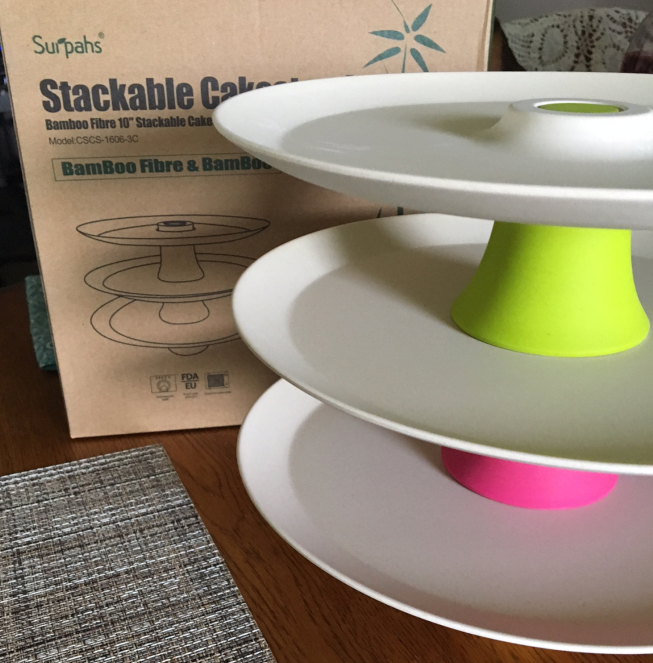 Surpahs Stackable Bamboo Cake Stand